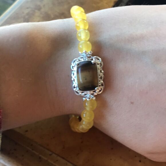 Natural Tiger’s Eye Sterling Silver Bracelet - Picture 7 of 7